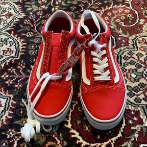 Low top red and white vans